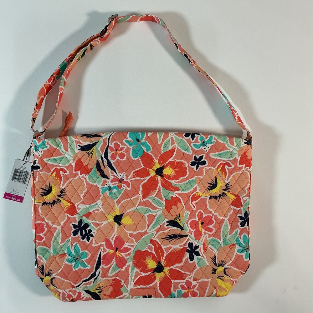 NWT Vera Bradley Quilted Cotton Hobo Bag Rain Forest Lily Coral